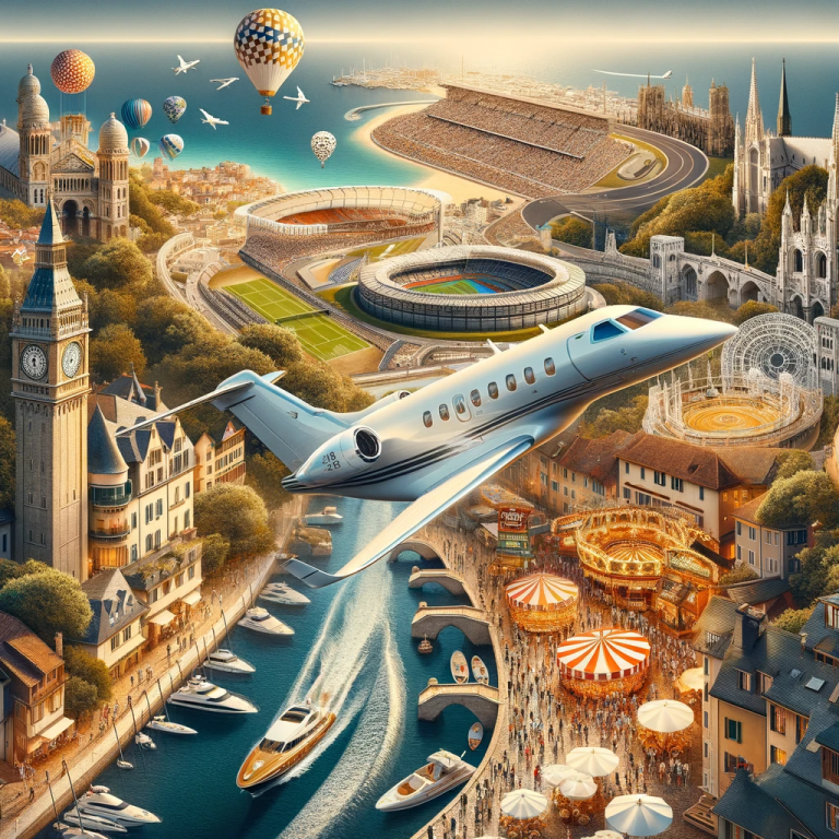 Eine luxuriöse und elegante Collage, die Europas Elite-Events im Jahr 2024 darstellt.
